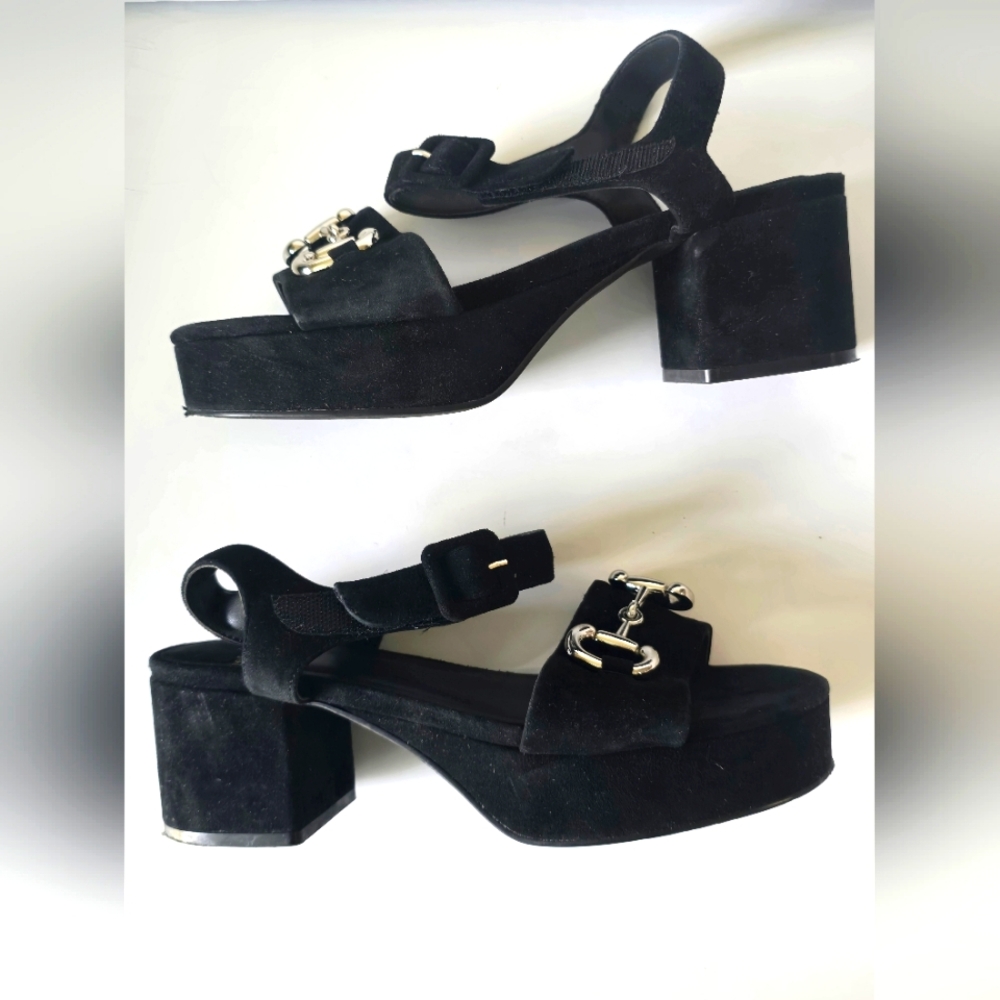 Jeffrey Campbell Timeless Suede Horse Bit Platform Sandals - Picture 2 of 12
